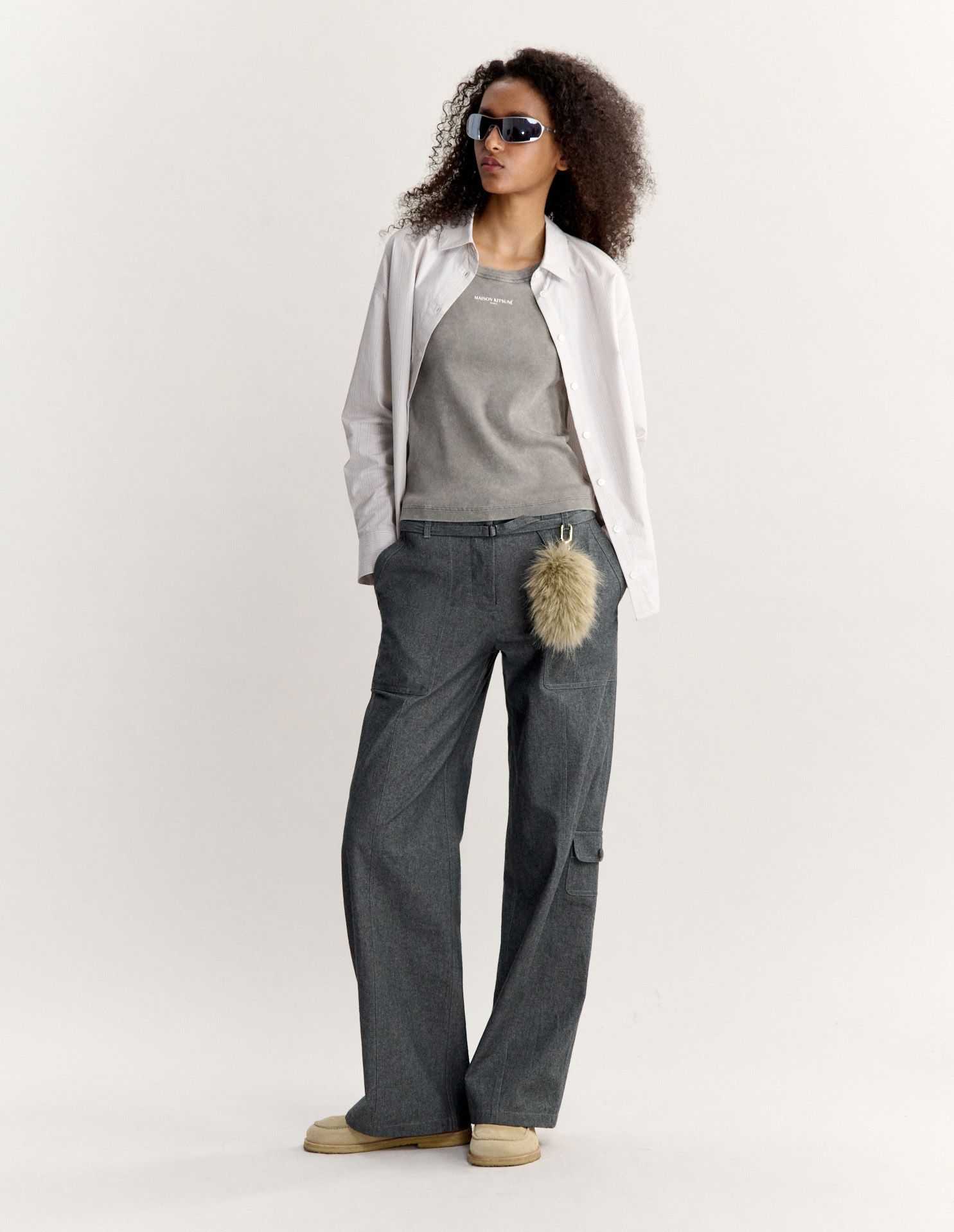 Quần cargo nữ cotton canvas phai màu